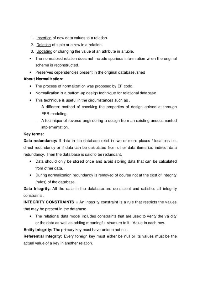 Database normalization lecture notes