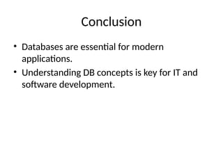 Comprehensive Introduction to Databases and DBMS Concepts | PPTX