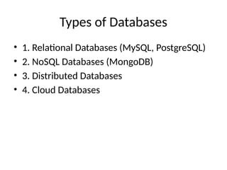 Comprehensive Introduction to Databases and DBMS Concepts | PPTX