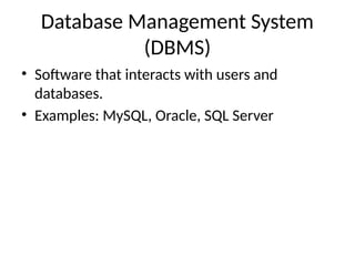 Comprehensive Introduction to Databases and DBMS Concepts | PPTX