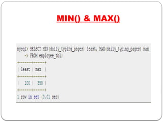 MIN() & MAX()
 