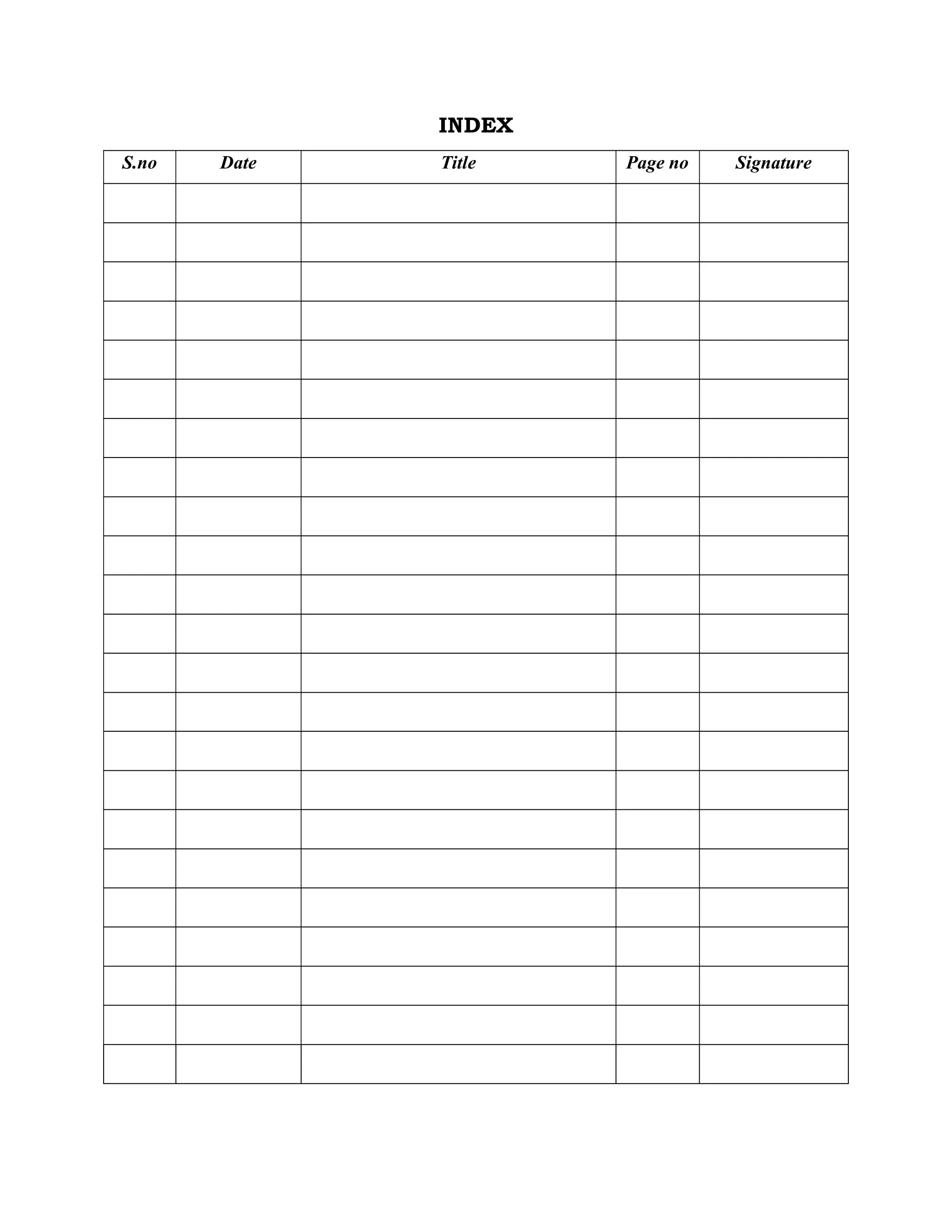 INDEX
S.no Date Title Page no Signature
 