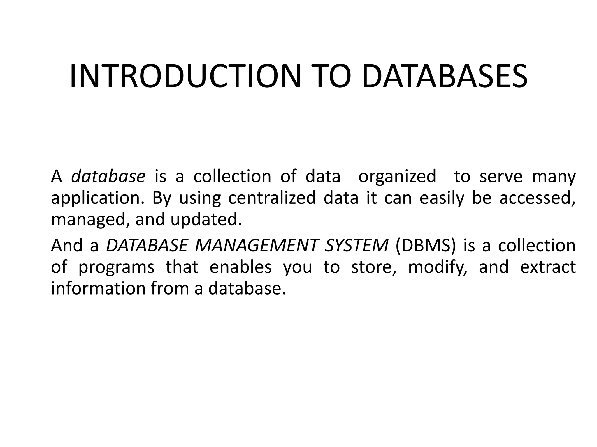 Introduction to Database Management Systems: Structure, Applications ...