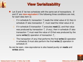 View Serializability In Dbms Examples Database management system chapter15 | PDF