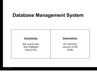 Submitted By:
Odisha Electronics Control Library
Database Management System
1
9/3/2021
Presented by:
Md. Sumon Fakir
ID# 173002024
Dept of CSE
Supervised by:
Mr. Utsha Das
Lecturer of CSE
(GUB)
 