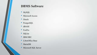 Database Management System (DBMS) | PPTX | Databases | Computer ...