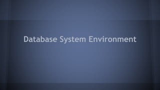 Database System Environment
 