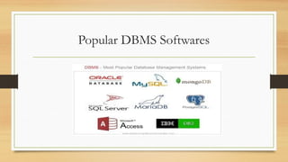 Popular DBMS Softwares
 