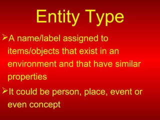 Entitytype Database Database management systems cs403 power point slides lecture 07 | PPT