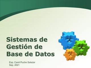 Sistemas de
Gestión de
Base de Datos
Esp. Carol Puche Salazar
Sep. 2021
 