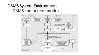 DBMS System Environment
DBMS component modules
 