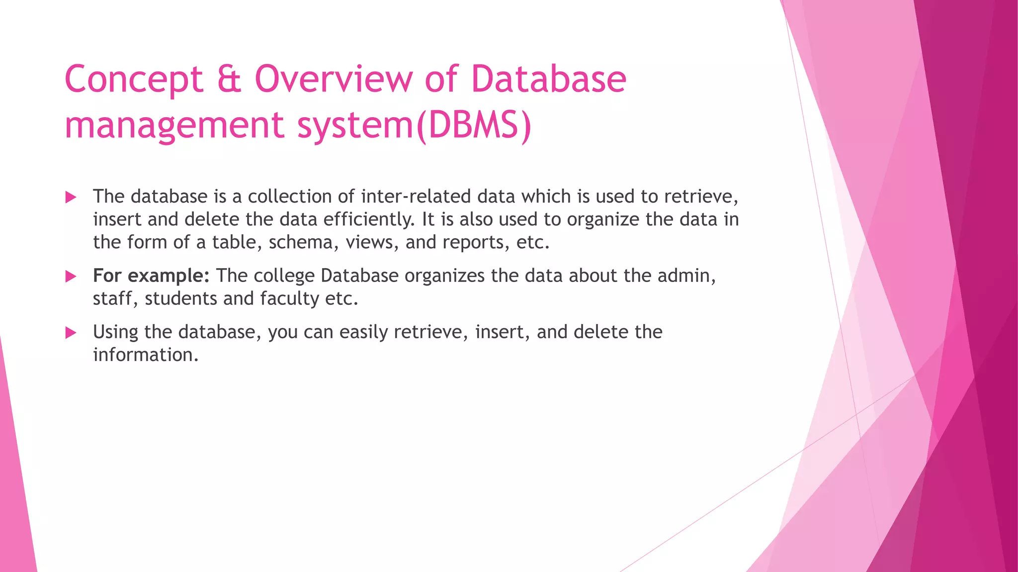 Database Management System(UNIT 1) | PPT