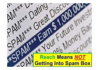 Reach Means NOT
   eac     ea s O
Getting Into Spam Box
 