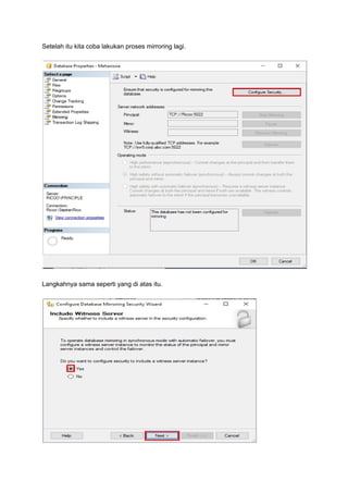 Database Mirroring Microsoft Sql Server | PDF