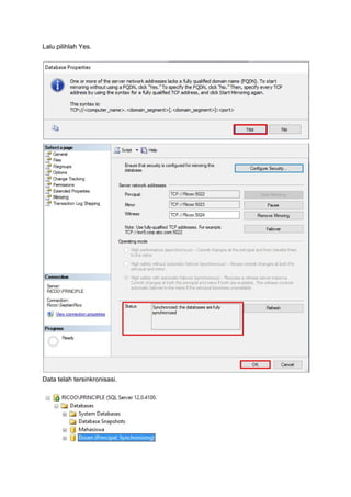 Database Mirroring Microsoft Sql Server | PDF