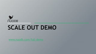 SCALE OUT DEMO
www.nuodb.com/full-demo
 