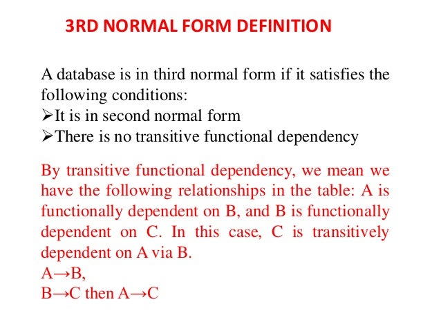 database normalization 3 normalization form