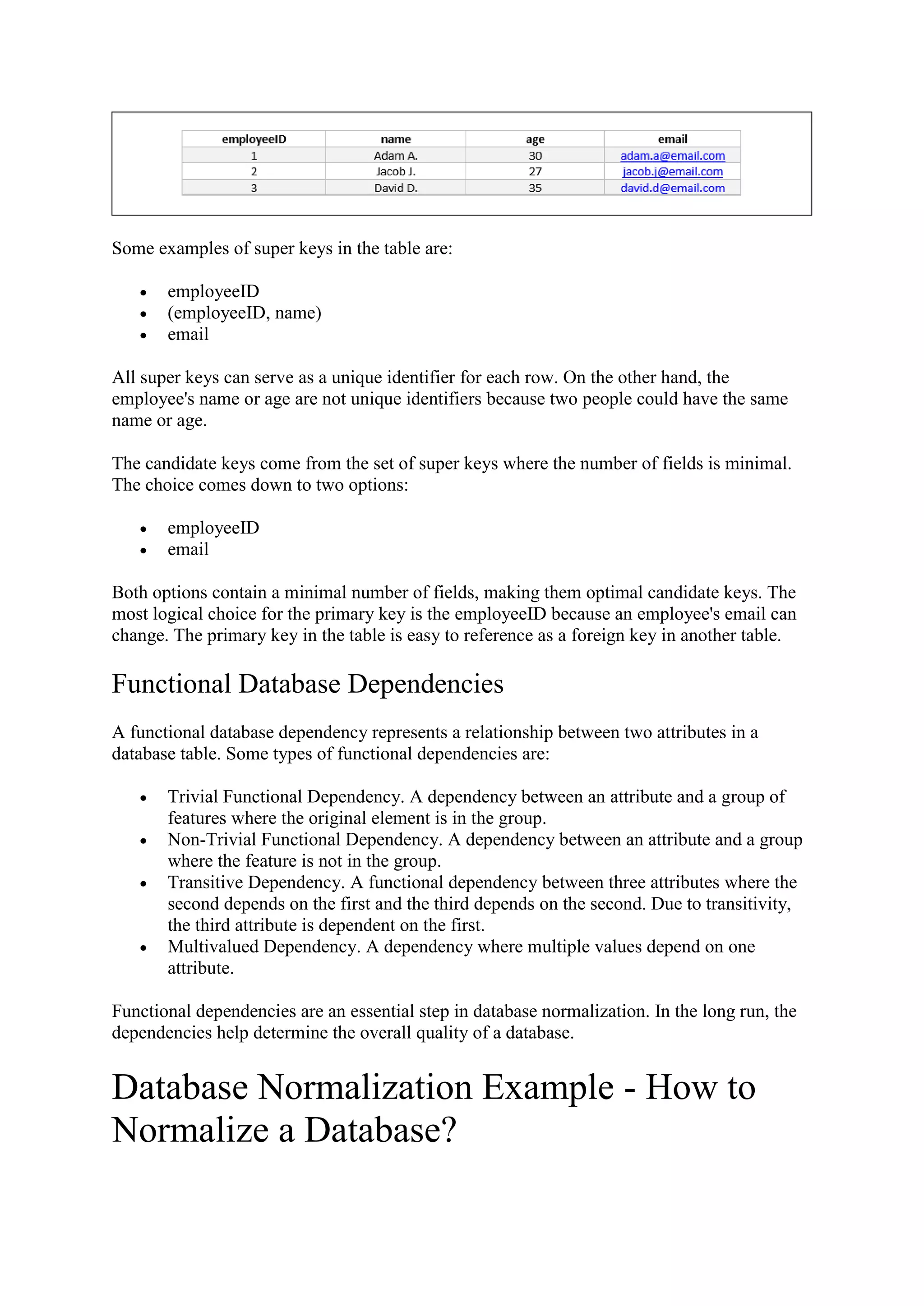 Database Normalization.docx | Databases | Computer Software and ...