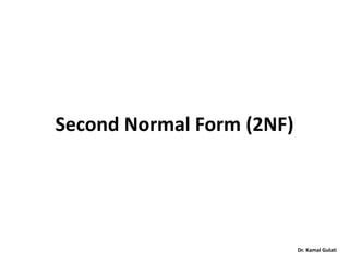 Dr. Kamal Gulati
Second Normal Form (2NF)
 