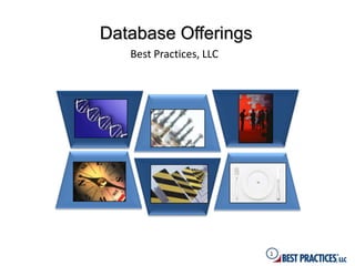 Database Offerings
   Best Practices, LLC




                         1
 