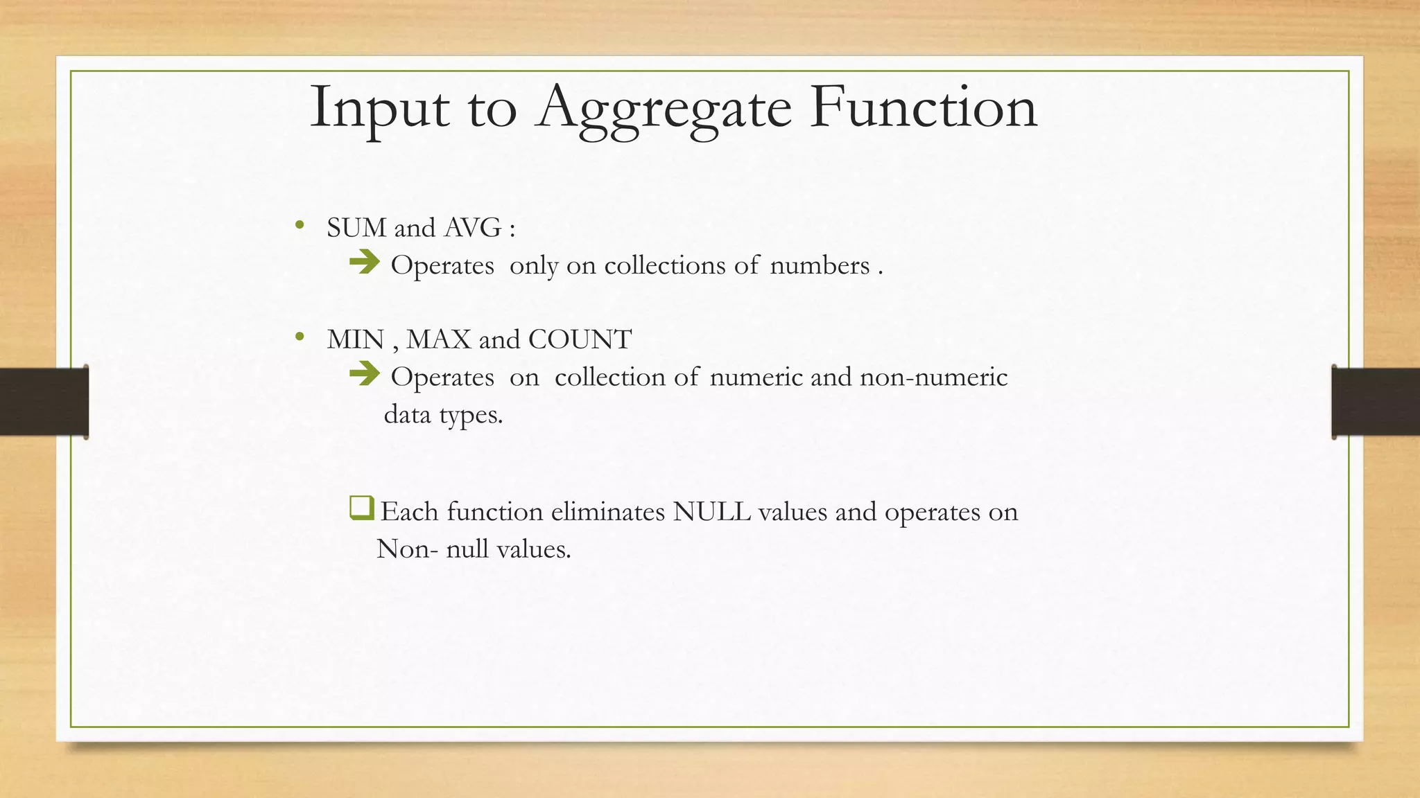 Aggregate Function - Database | PPT