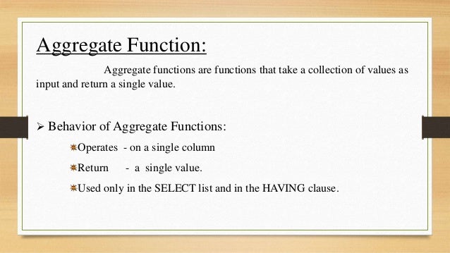 Aggregate Function - Database