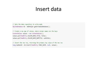 Insert data
 
