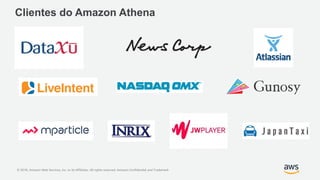 © 2018, Amazon Web Services, Inc. or its Affiliates. All rights reserved. Amazon Confidential and Trademark
Clientes do Amazon Athena
 