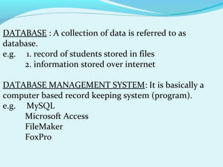Basic DBMS ppt | PPT | Databases | Computer Software and Applications