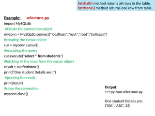 Comprehensive Guide to Database Programming in Python with MySQL | PPTX