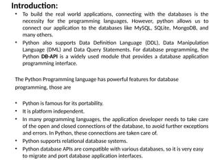 Comprehensive Guide to Database Programming in Python with MySQL | PPTX