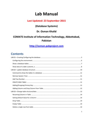Database Lab Manual | PDF