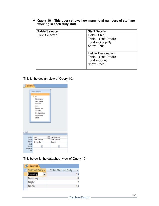 Database Management System report