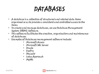 DATABASES NOTES FOR STUDENTS TAKING MICROSOFT PACKAGES | PPT