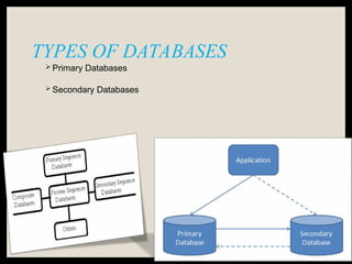 TYPES OF DATABASES
 Primary Databases
 Secondary Databases
 