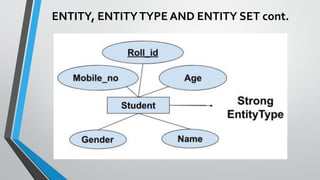 ENTITY, ENTITYTYPE AND ENTITY SET cont.
 