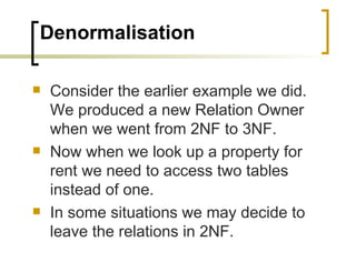 Databases: Denormalisation | PPT