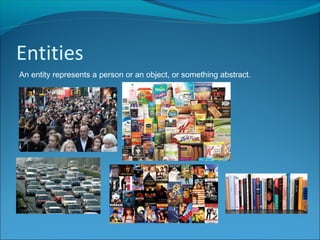 Entities
An entity represents a person or an object, or something abstract.