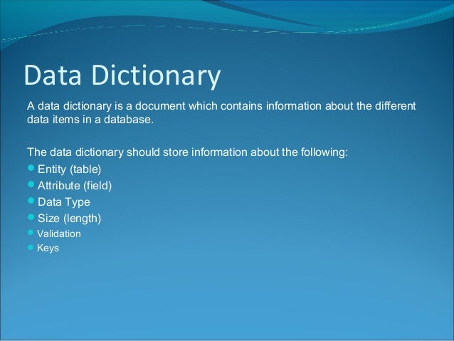 Data Dictionary