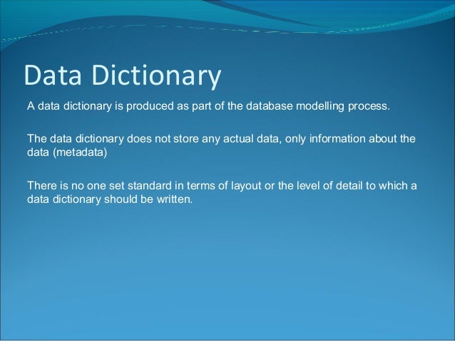 Data Dictionary
