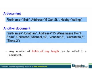 • Any number of fields of any length can be added to a
document.
 