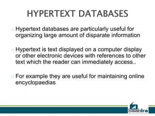 Databases and types of databases | PPTX