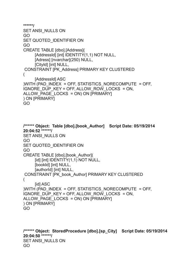 Database scripts | PDF