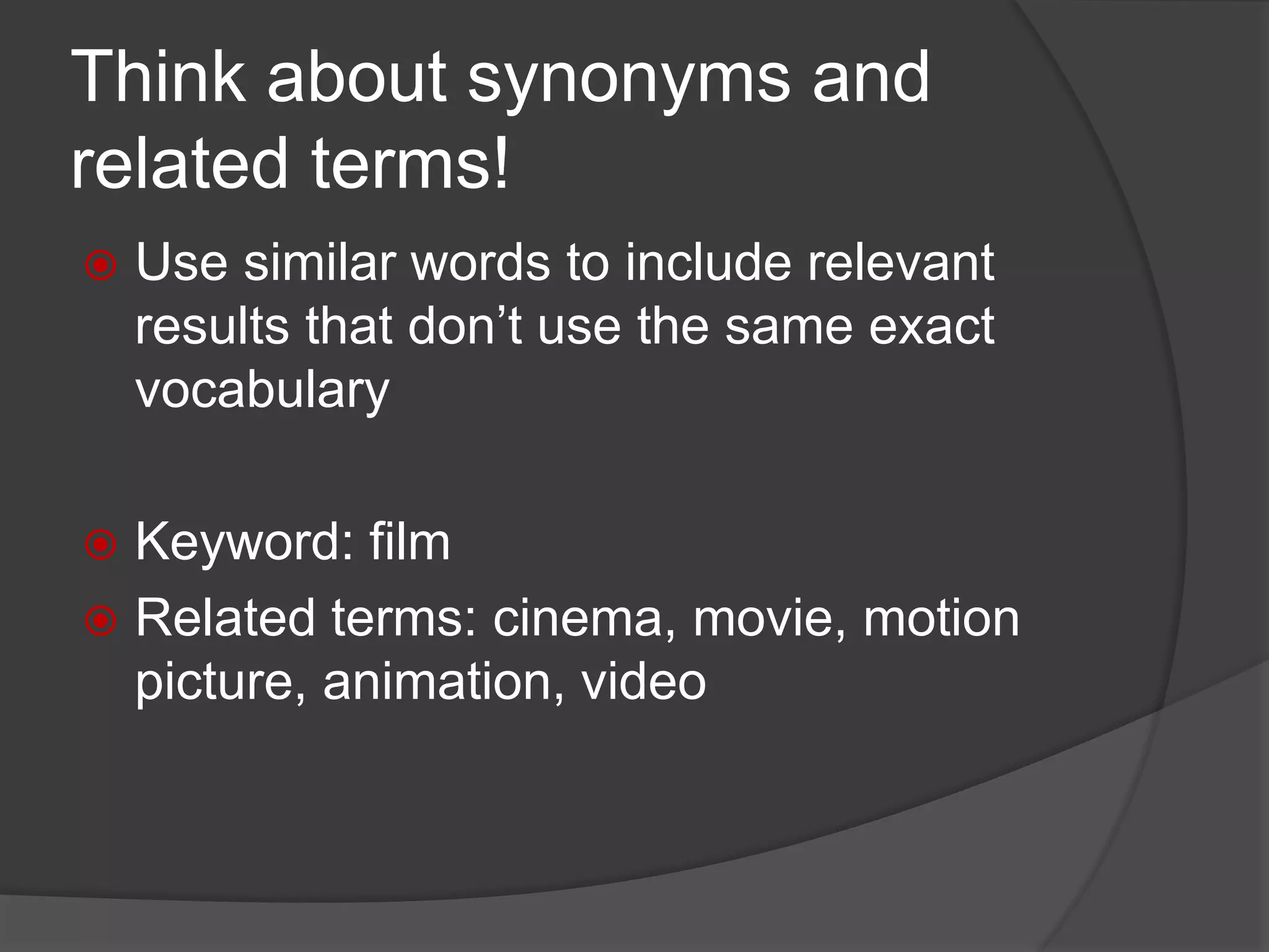Library database search tips ppt