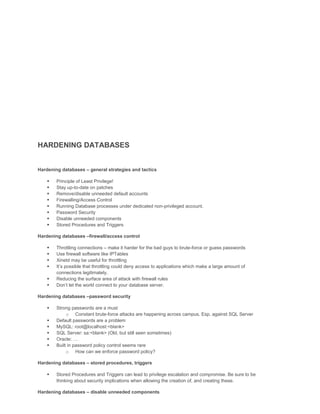 Database security | DOCX | Databases | Computer Software and Applications