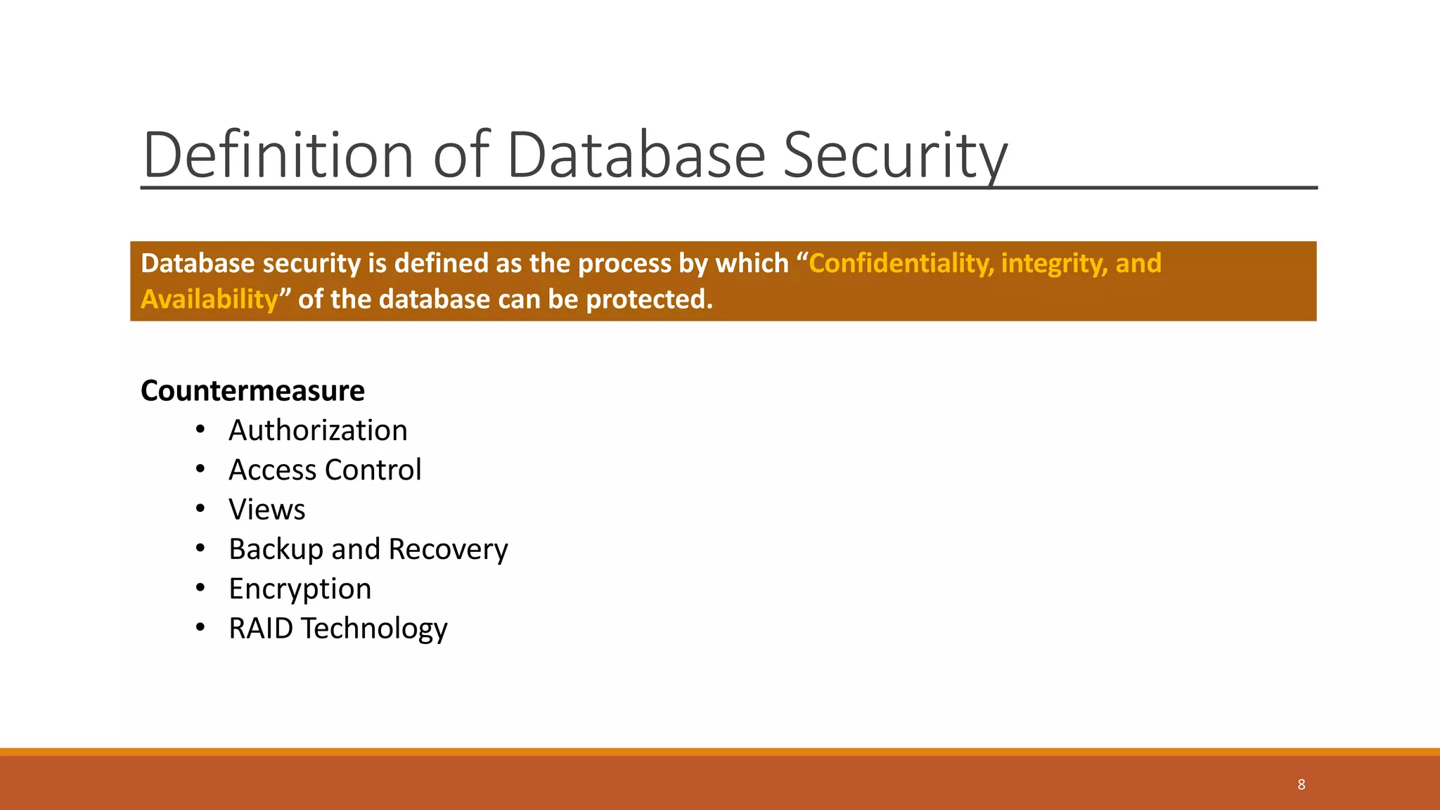 Database security threats countermeasures pptx