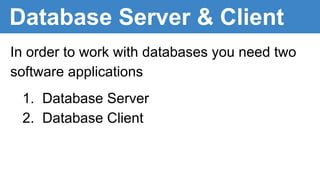 What is a database server and client ? | PDF