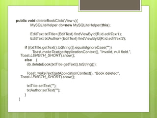 Databases in Android Application | PPTX