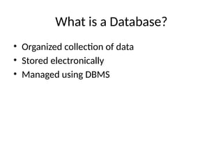 Introduction to Database and Data Mining | PPTX