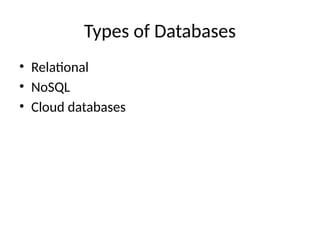 Introduction to Database and Data Mining | PPTX